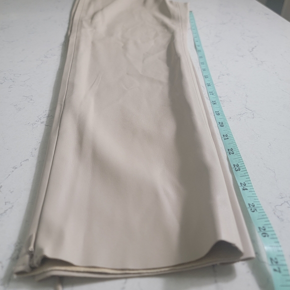 Zara faux leather leggings high rise cuff zipper cream size XXL - Picture 4 of 8